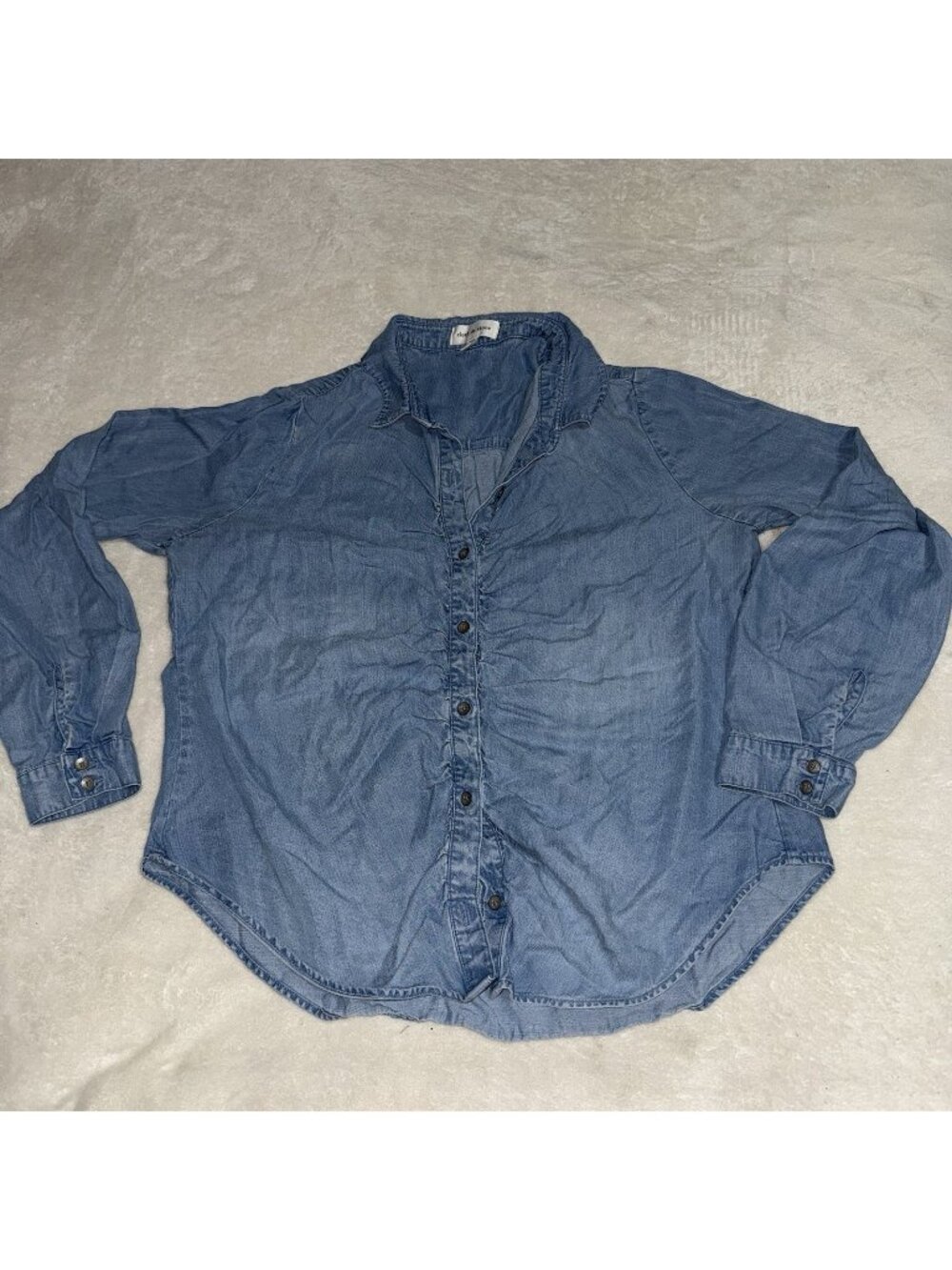 Cloth & Stone Womens Large Blue Chambray Button Down Shirt Tencel Lyocell
